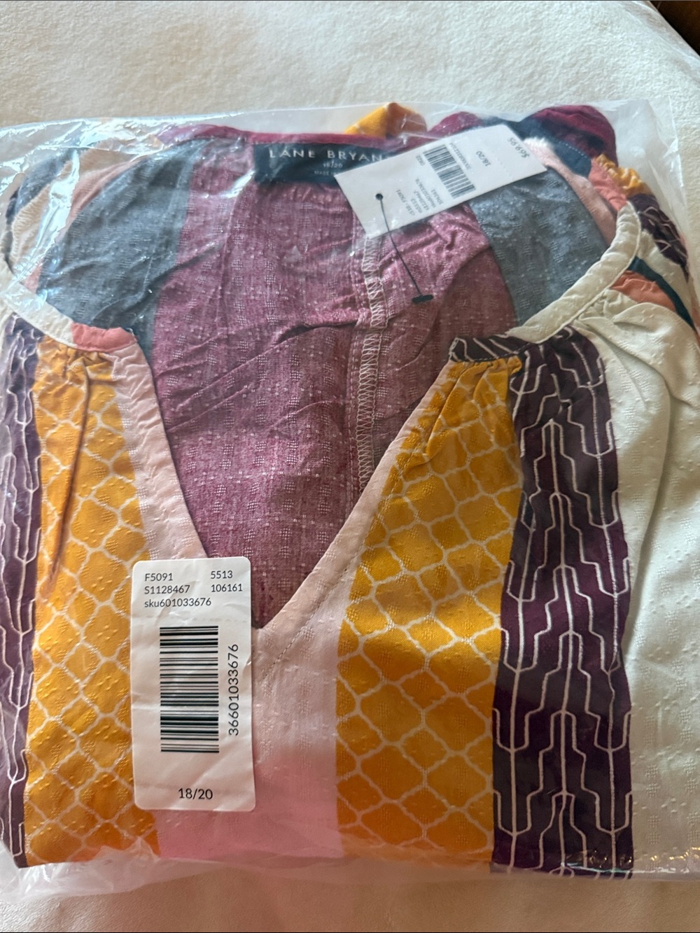 lane Bryant Vibrant Geometric V-Neck Tunic - Yellow, Purple, Pink